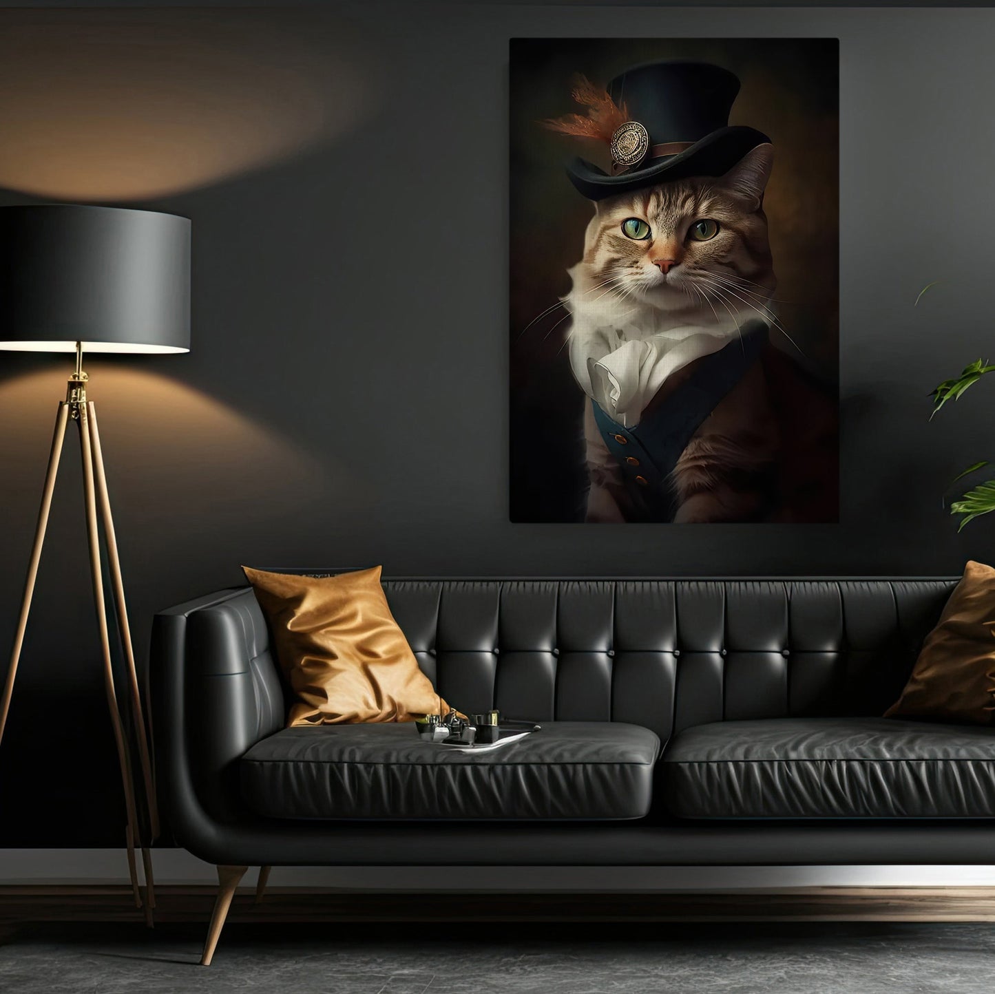 Feline Aristocrat, Victorian Cat Canvas Painting, Victorian Animal Wall Art Decor, Poster Gift For Cat Lovers