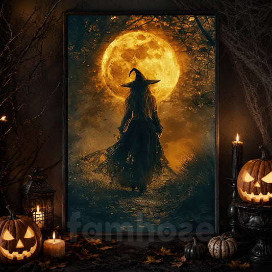 A Witch’s Journey, Witch Canvas Painting, Mystical Wall Art Decor, Poster Gift For Witch Lovers