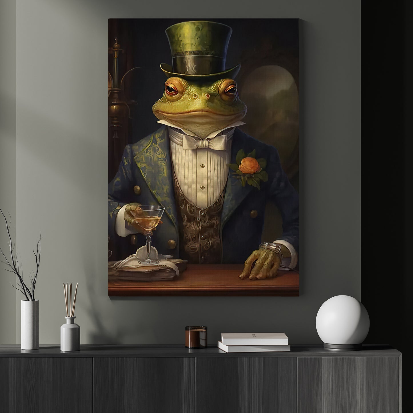 Frog In Suit, Victorian Frog Canvas Painting, Victorian Animal Wall Art Decor, Poster Gift For Frog Lovers