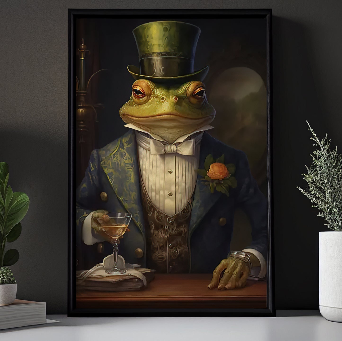 Frog In Suit, Victorian Frog Canvas Painting, Victorian Animal Wall Art Decor, Poster Gift For Frog Lovers