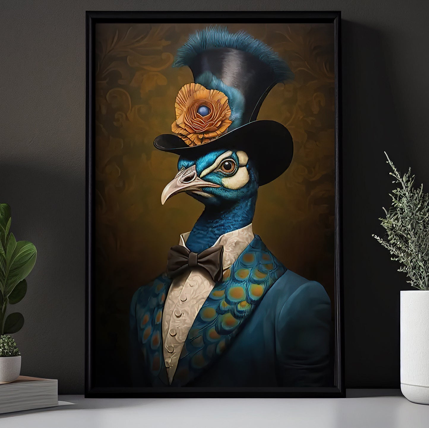 A Peacock's Tale, Victorian Peacock Canvas Painting, Victorian Animal Wall Art Decor, Poster Gift For Peacock Lovers