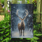 Mature Reindeer In The Winter Forest, Reindeer Xmas Garden Flag & House Flag, Christmas Flag Gift For Reindeer Lovers