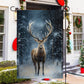 Mature Reindeer In The Winter Forest, Reindeer Xmas Garden Flag & House Flag, Christmas Flag Gift For Reindeer Lovers