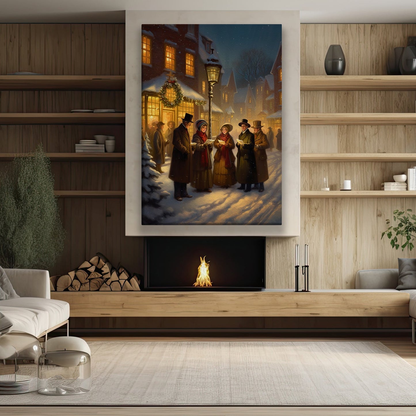 Victorian Carolers on a Snowy Evening A Festive Serenade, Christmas Canvas Painting, Xmas Wall Art Decor - Christmas Poster Gift Singing Lovers