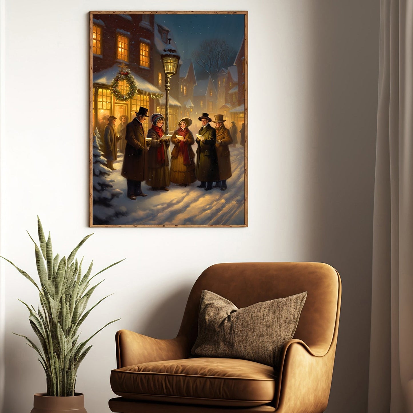 Victorian Carolers on a Snowy Evening A Festive Serenade, Christmas Canvas Painting, Xmas Wall Art Decor - Christmas Poster Gift Singing Lovers