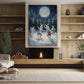 Midnight Serenade The Moonlit Rabbit Ensemble, Christmas Canvas Painting, Xmas Wall Art Decor - Christmas Poster Gift Rabbit Lovers