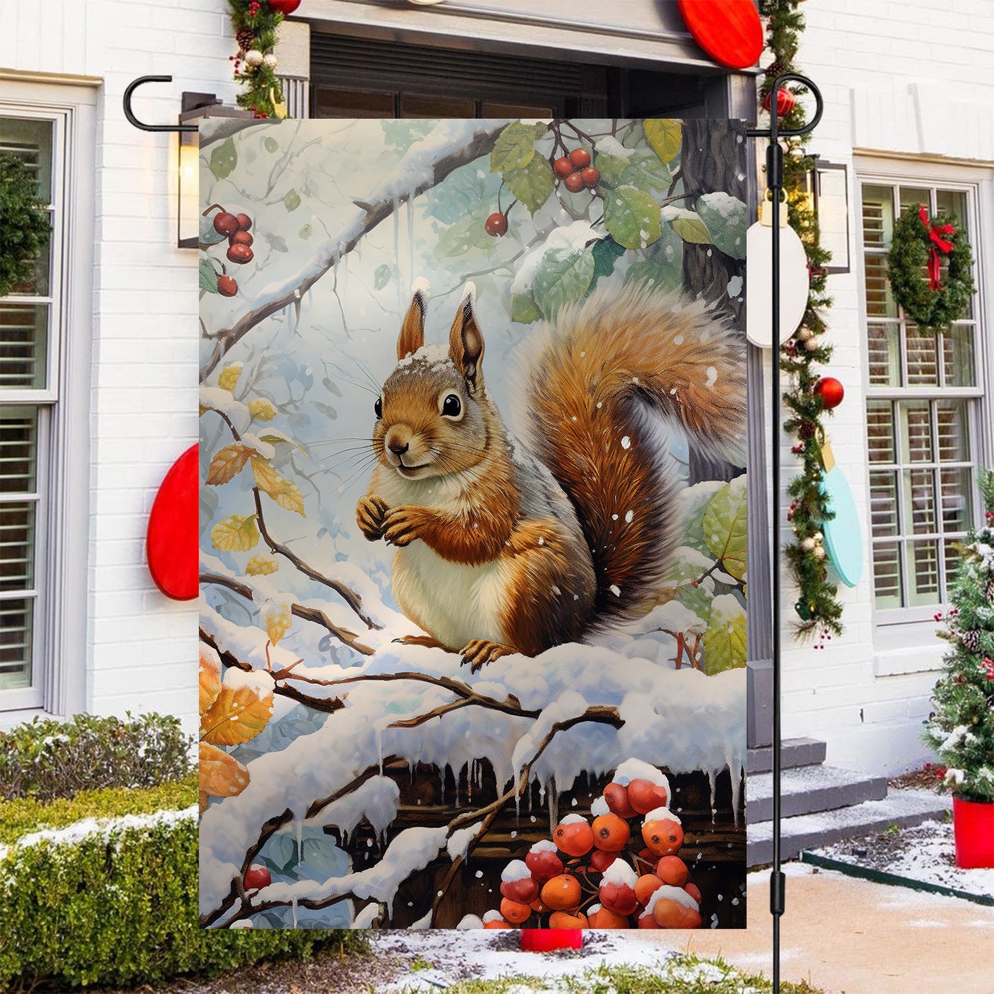 Cute Squirrel Merry Christmas Garden Flag Waterproof - Temu