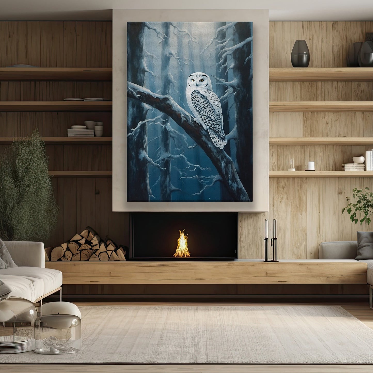 Silent Guardian The Snowy Owl's Vigil, Christmas Canvas Painting, Xmas Wall Art Decor - Christmas Poster Gift For Owl Lovers