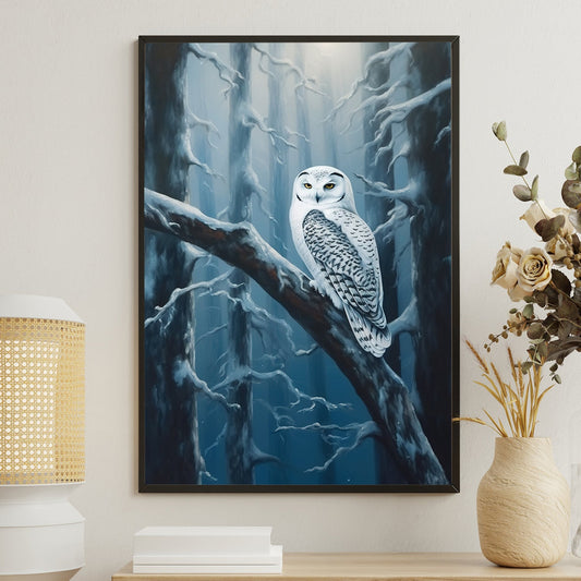 Silent Guardian The Snowy Owl's Vigil, Christmas Canvas Painting, Xmas Wall Art Decor - Christmas Poster Gift For Owl Lovers