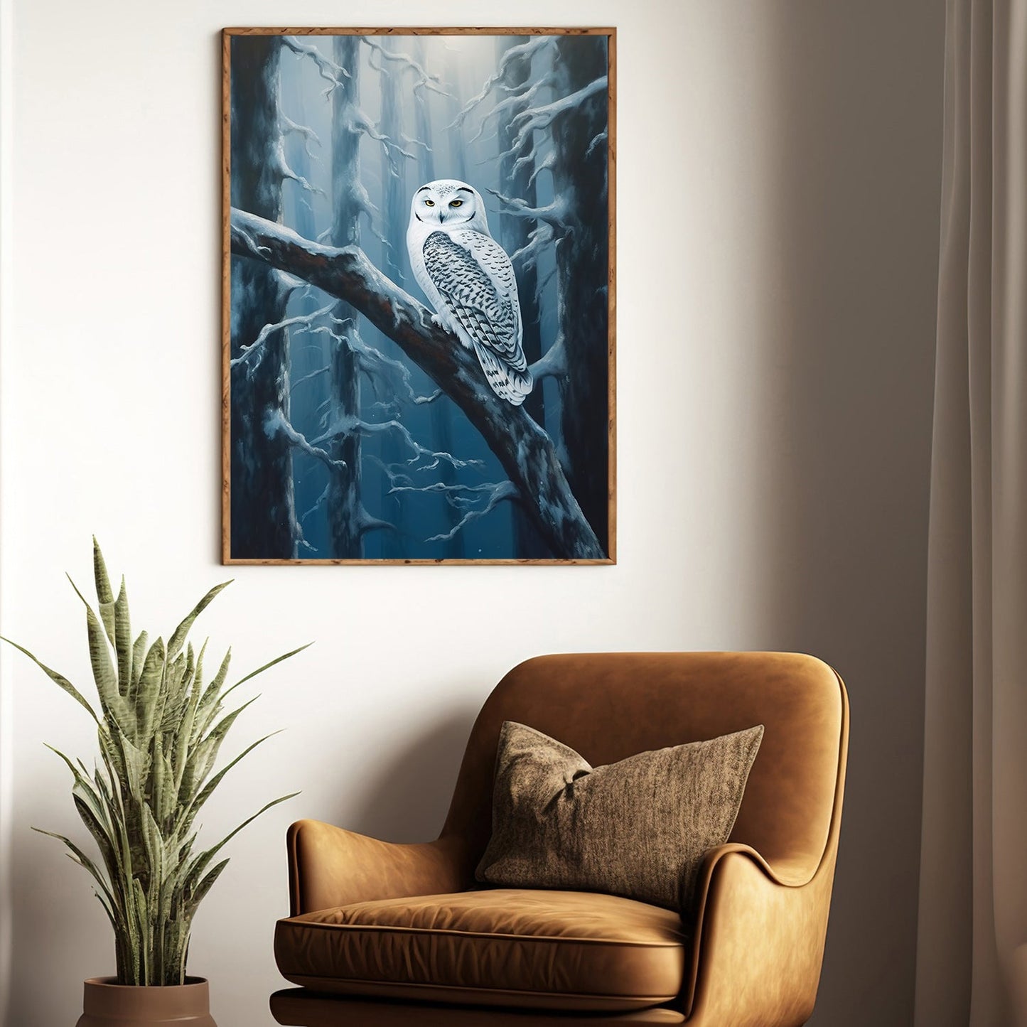 Silent Guardian The Snowy Owl's Vigil, Christmas Canvas Painting, Xmas Wall Art Decor - Christmas Poster Gift For Owl Lovers