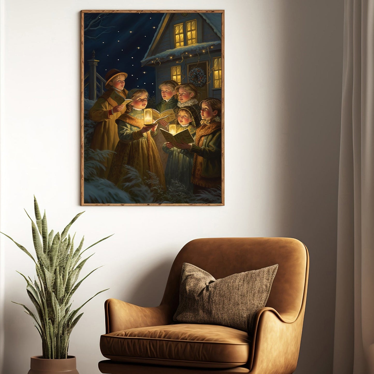 Carolers by Candlelight A Winter's Harmony, Victorian Christmas Canvas Painting, Xmas Wall Art Decor - Christmas Poster Gift For Singing Lovers