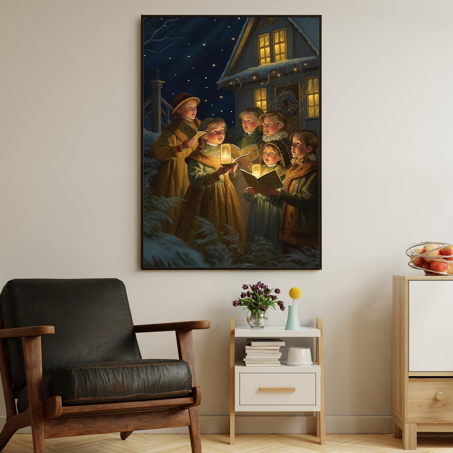 Carolers by Candlelight A Winter's Harmony, Victorian Christmas Canvas Painting, Xmas Wall Art Decor - Christmas Poster Gift For Singing Lovers