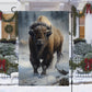 Cool Highland Cow In The Winter Forest, Highland Cow Xmas Garden Flag & House Flag, Christmas Flag Gift For Highland Cow Lovers