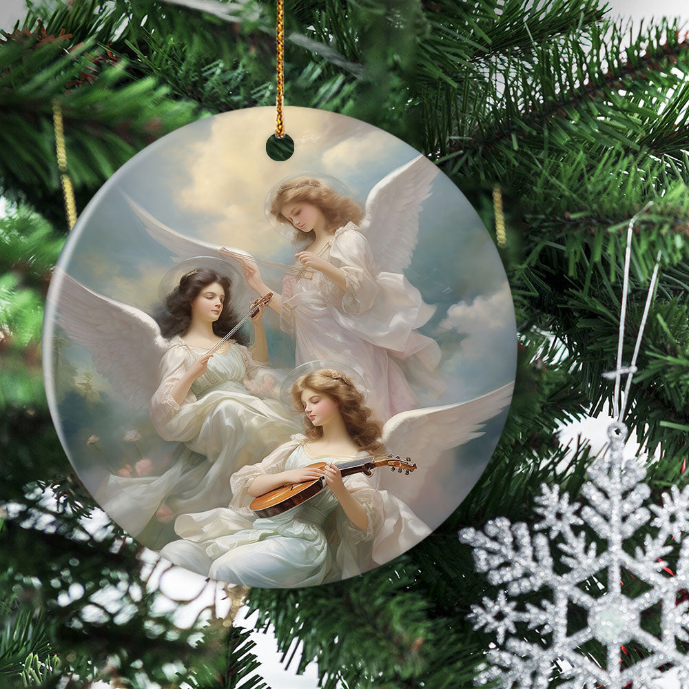 Angelic Serenade, Angel Circle Ceramic Ornament Christmas Gift