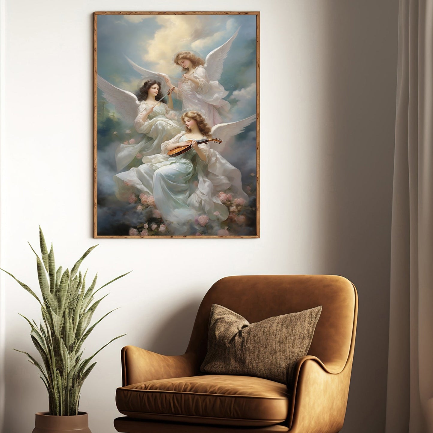 Seraphic Melodies A Celestial Symphony Christmas Canvas Painting, Xmas Wall Art Decor - Christmas Poster Gift