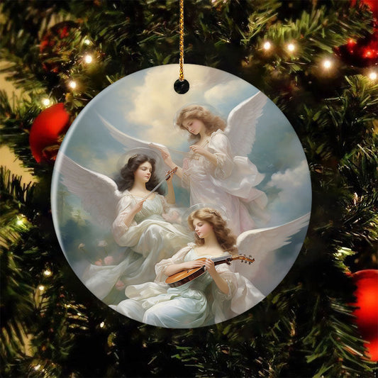 Angelic Serenade, Angel Circle Ceramic Ornament Christmas Gift