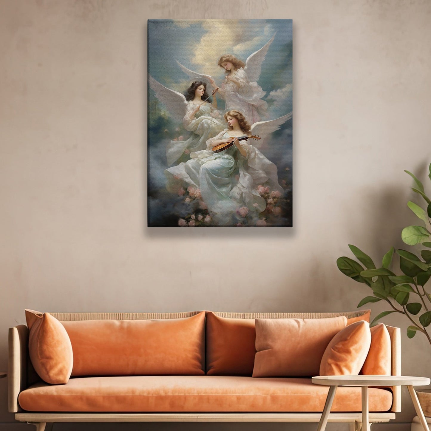 Seraphic Melodies A Celestial Symphony Christmas Canvas Painting, Xmas Wall Art Decor - Christmas Poster Gift