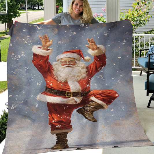 Funny Santa Claus Do Exercise, Santa's Xmas Fleece Blanket & Sherpa Blanket Gift