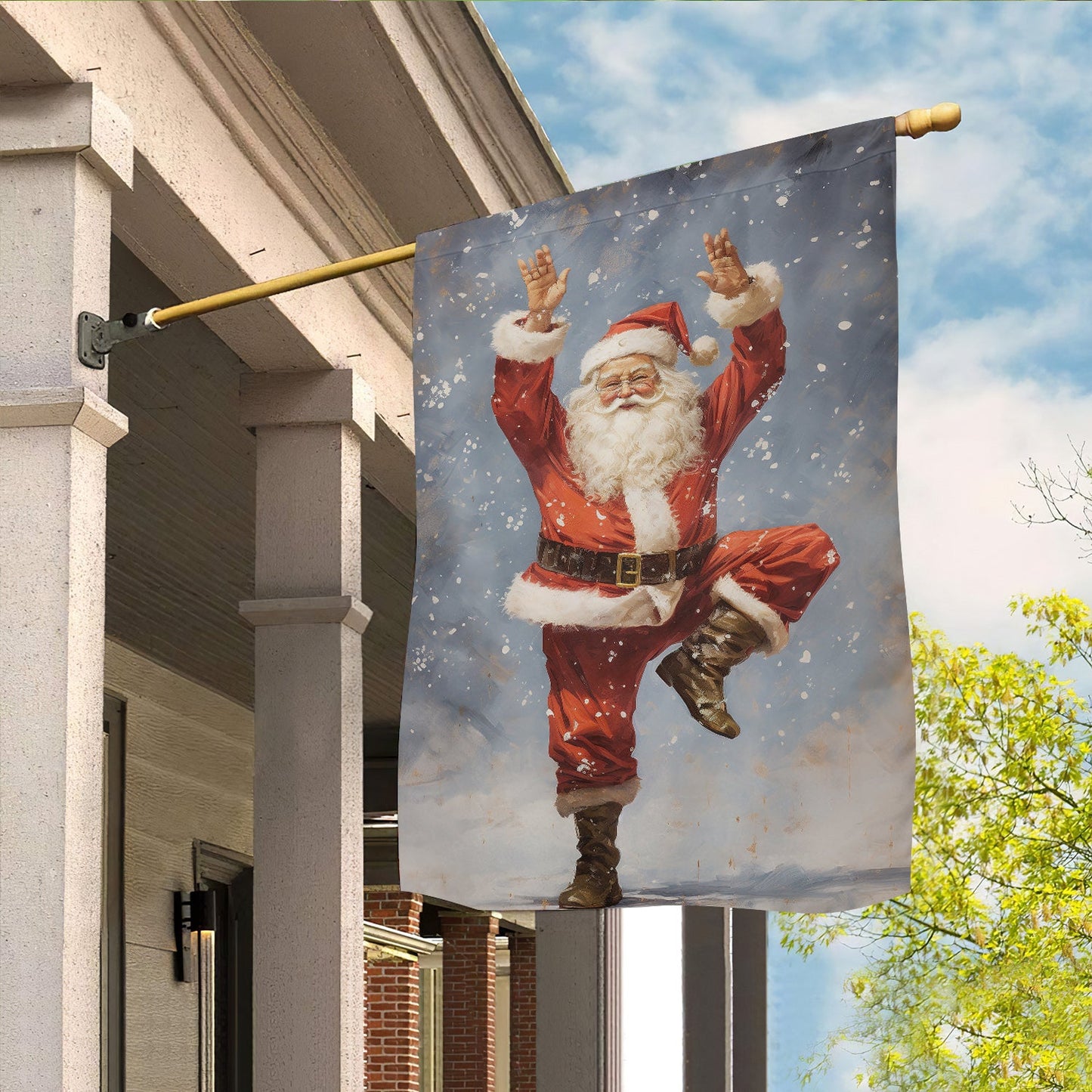 Funny Santa Claus Dose Exercise, Santa Claus Xmas Garden Flag - House Flag, Christmas Flag Gift For Santa Claus Lovers