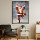 Santa's Joyful Dance Spreading Holiday Cheer Christmas Canvas Painting, Xmas Wall Art Decor - Christmas Poster Gift