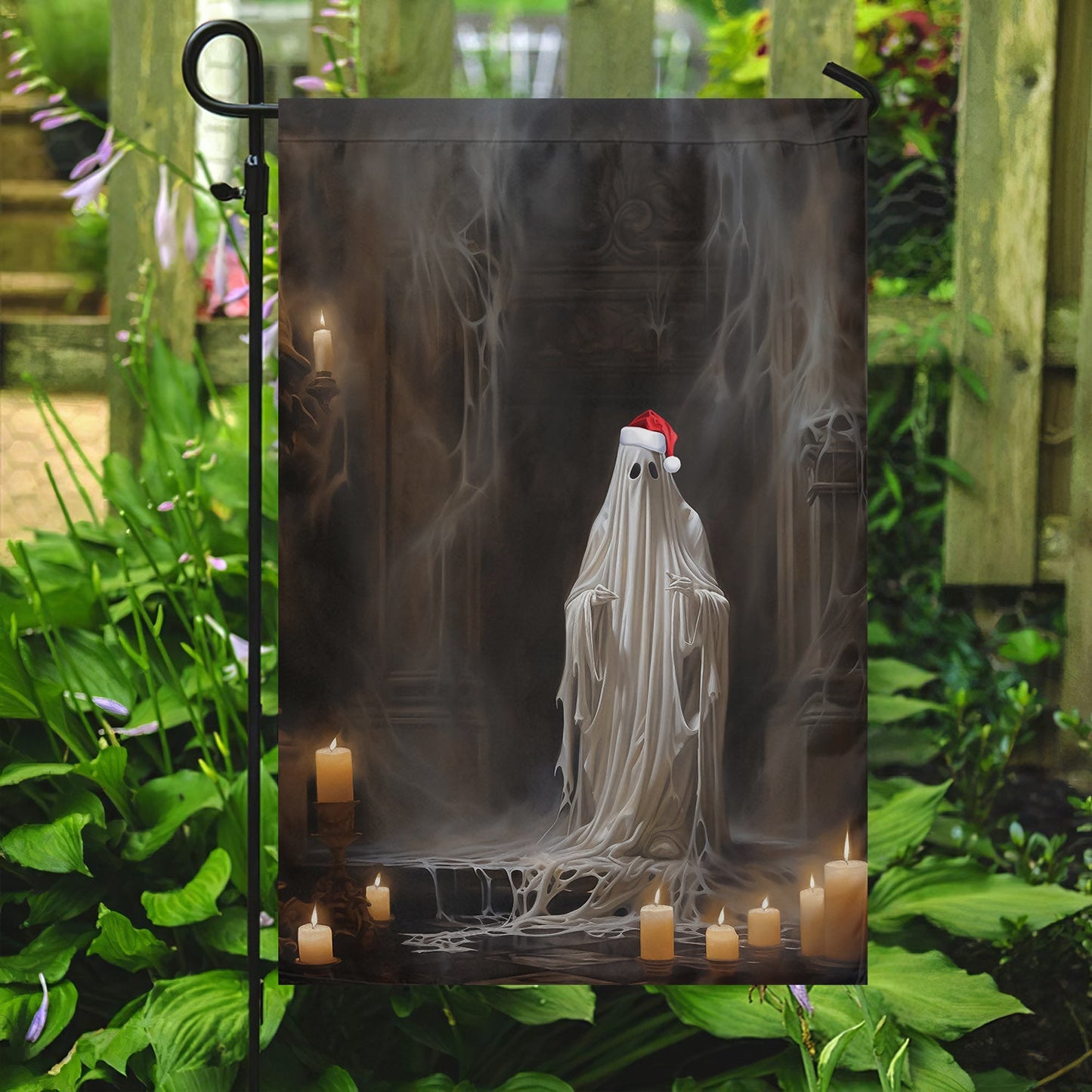 Ghost In The Dark House, Ghost Xmas Garden Flag - House Flag, Christmas Flag Gift