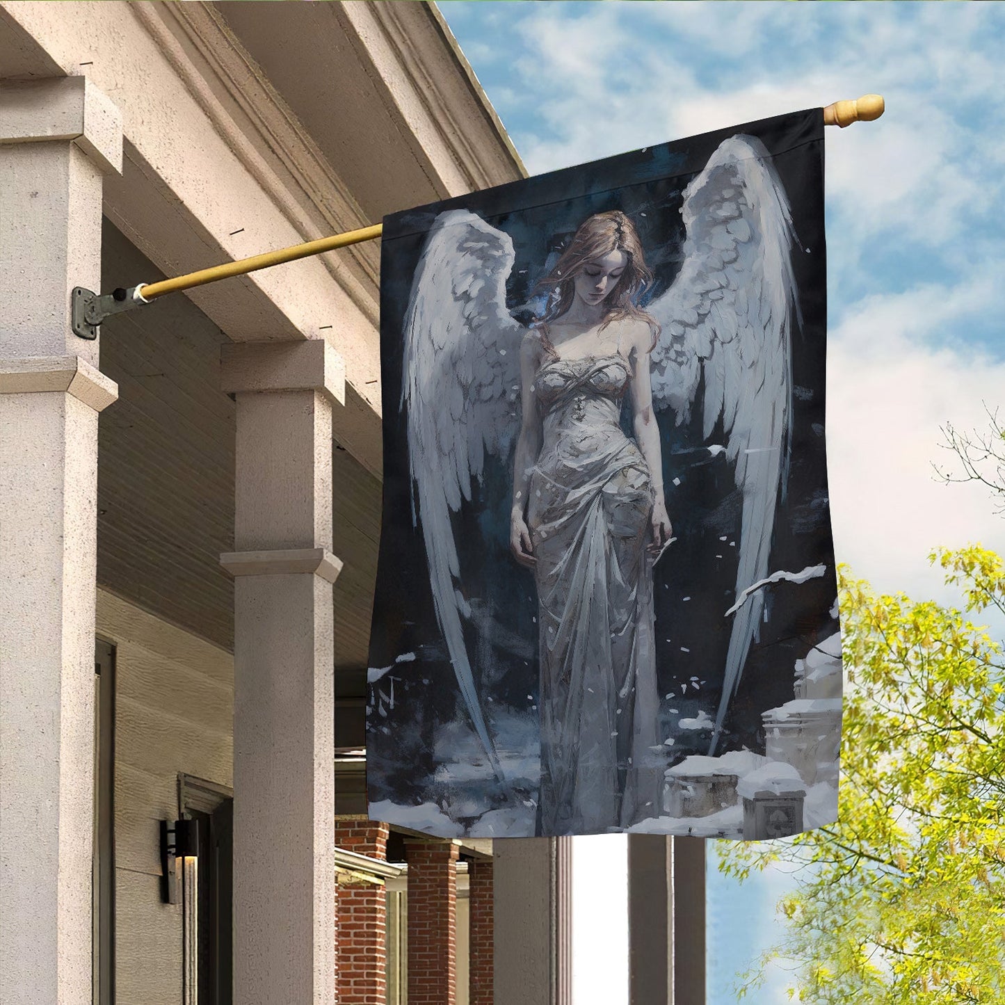 Guardian Of Winter's Elegance, Angel Xmas Garden Flag & House Flag, Christmas Flag Gift For Angel Lovers