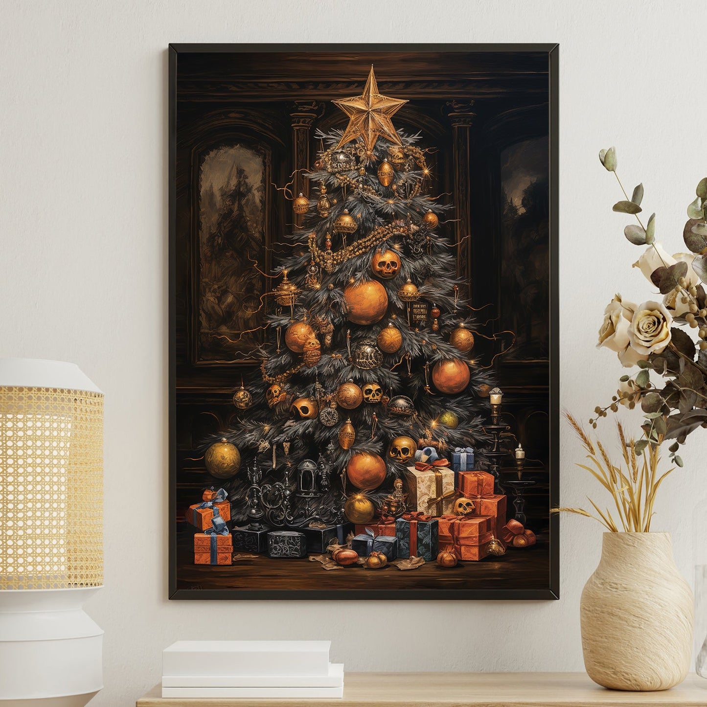 Gothic Holiday A Dark Christmas Celebration Christmas Canvas Painting, Xmas Wall Art Decor - Christmas Poster Gift