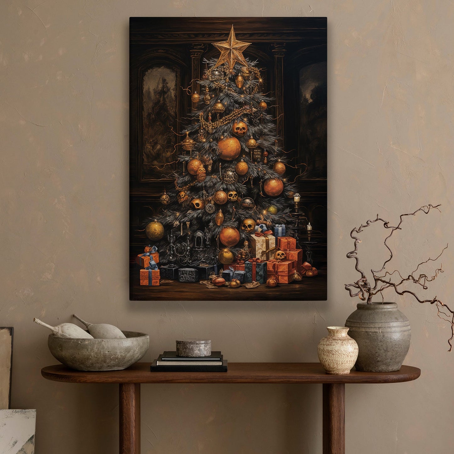 Gothic Holiday A Dark Christmas Celebration Christmas Canvas Painting, Xmas Wall Art Decor - Christmas Poster Gift