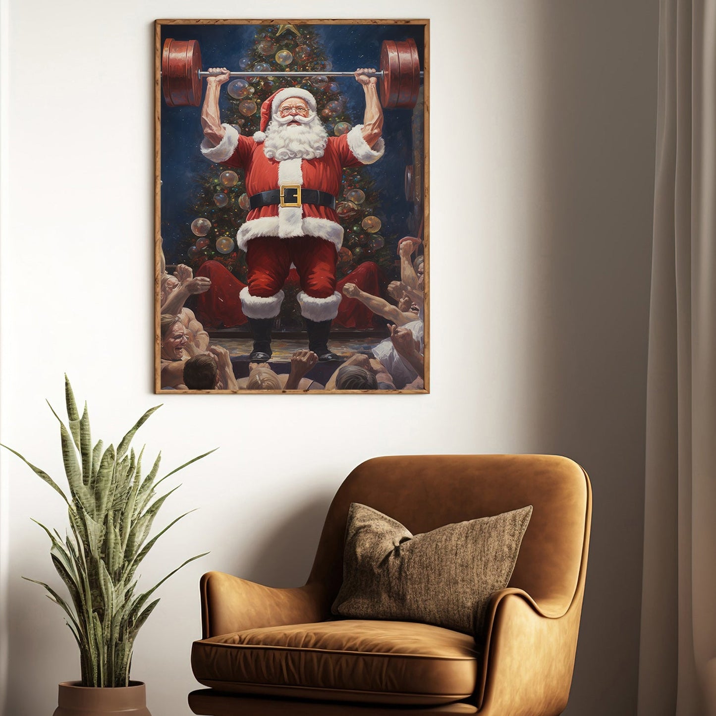 Santa's Power Lift The Spirit Of Strength And Celebration Gymer Christmas Canvas Painting, Xmas Wall Art Decor - Christmas Poster Gift For Gym Lovers