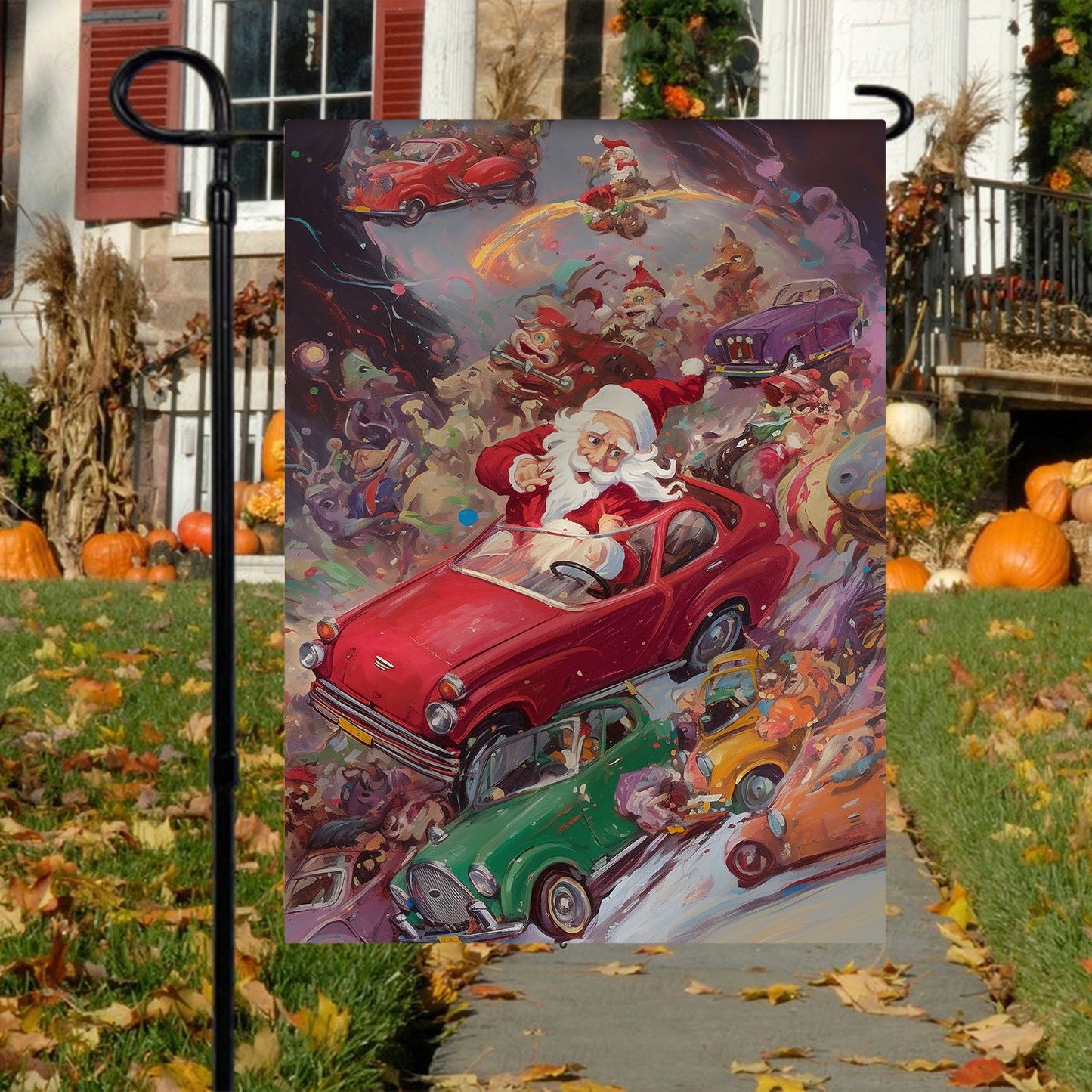 Funny Santa's Magical Joyride, Santa Claus Xmas Garden Flag - House Flag, Christmas Flag Gift For Santa Claus Lovers