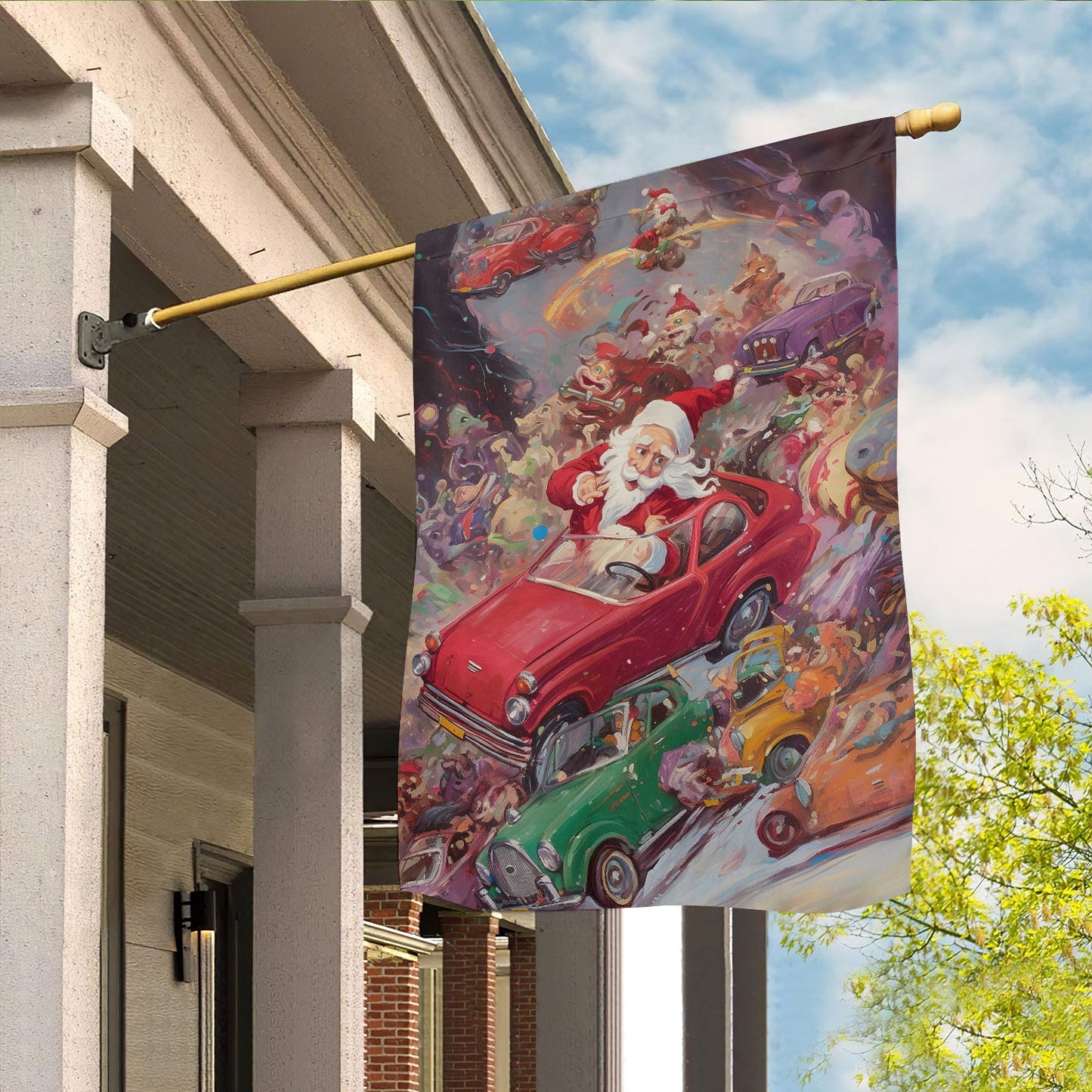 Funny Santa's Magical Joyride, Santa Claus Xmas Garden Flag - House Flag, Christmas Flag Gift For Santa Claus Lovers