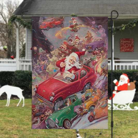 Funny Santa's Magical Joyride, Santa Claus Xmas Garden Flag - House Flag, Christmas Flag Gift For Santa Claus Lovers