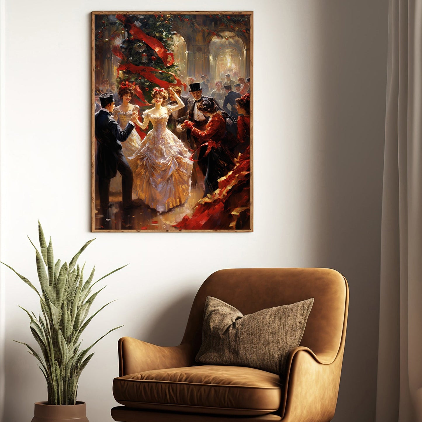 Enchanted Evening Yuletide Waltz, Victorian Christmas Canvas Painting, Xmas Wall Art Decor - Christmas Poster Gift