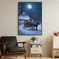 Moonlit Journey A Winter's Night Christmas Canvas Painting, Xmas Wall Art Decor - Christmas Poster Gift