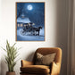 Moonlit Journey A Winter's Night Christmas Canvas Painting, Xmas Wall Art Decor - Christmas Poster Gift