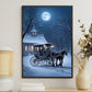 Moonlit Journey A Winter's Night Christmas Canvas Painting, Xmas Wall Art Decor - Christmas Poster Gift