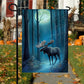 Moose In The Forest, Moose Xmas Garden Flag - House Flag, Christmas Flag Gift For Moose Lovers