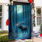 Moose In The Forest, Moose Xmas Garden Flag - House Flag, Christmas Flag Gift For Moose Lovers