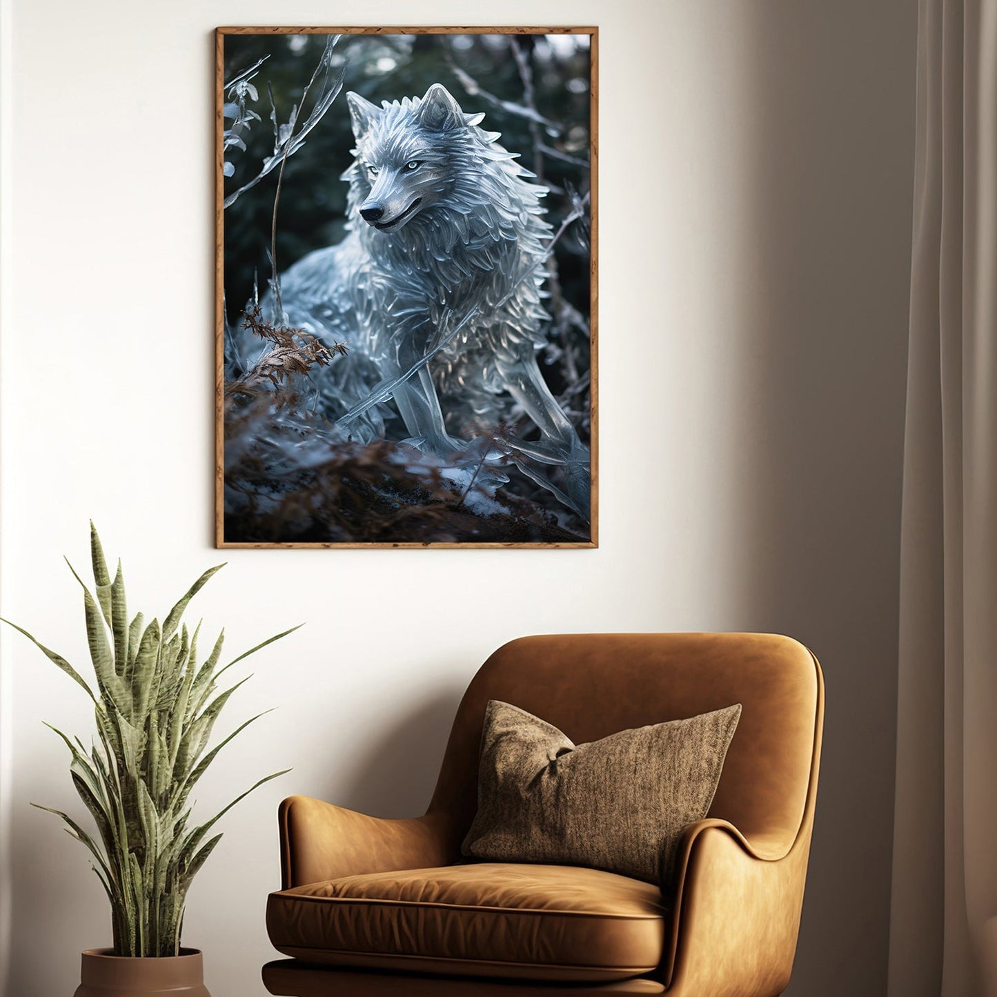 Crystal Canopy The Ethereal Wolf Christmas Canvas Painting, Xmas Wall Art Decor - Christmas Poster Gift