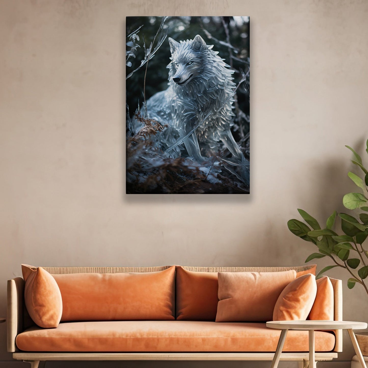 Crystal Canopy The Ethereal Wolf Christmas Canvas Painting, Xmas Wall Art Decor - Christmas Poster Gift