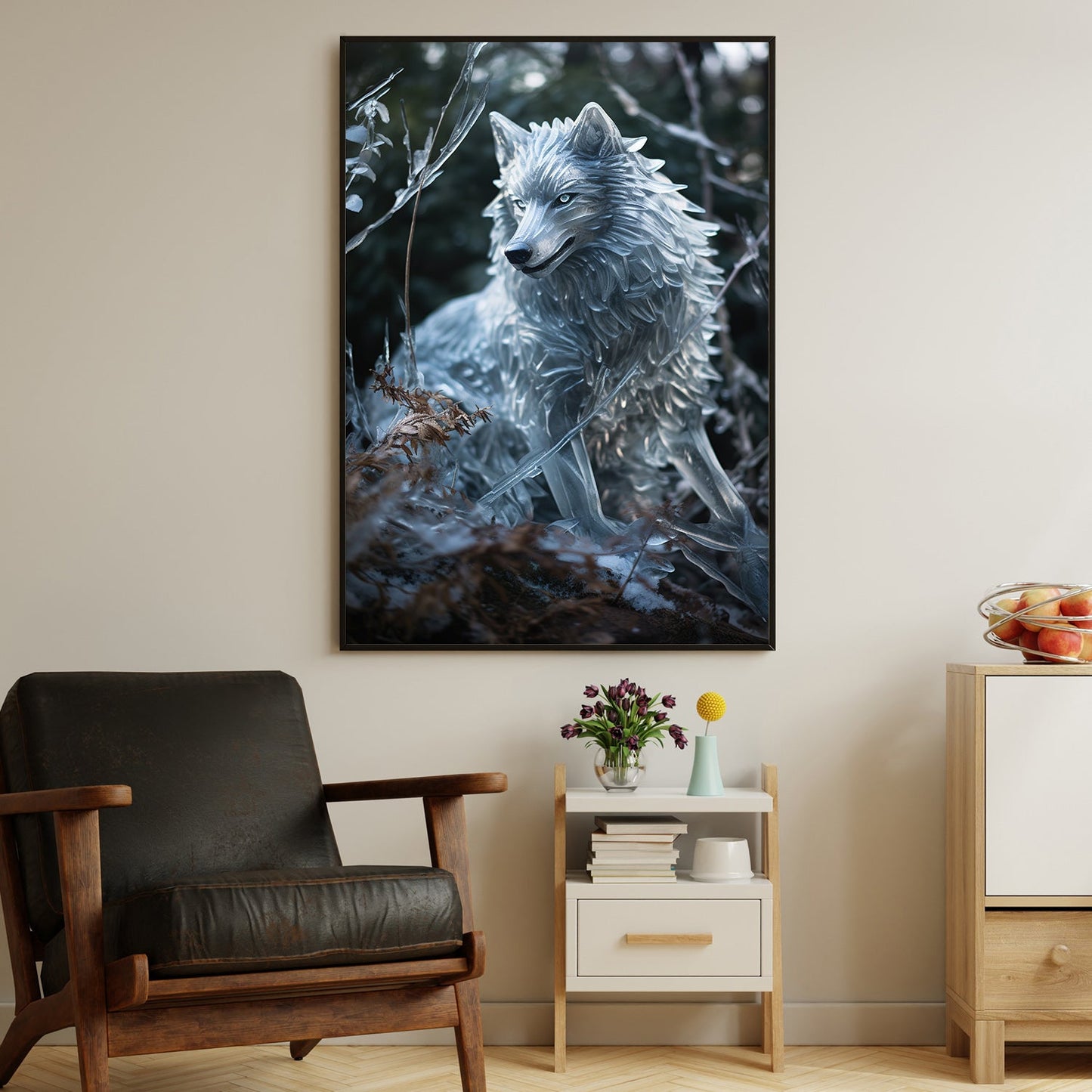 Crystal Canopy The Ethereal Wolf Christmas Canvas Painting, Xmas Wall Art Decor - Christmas Poster Gift