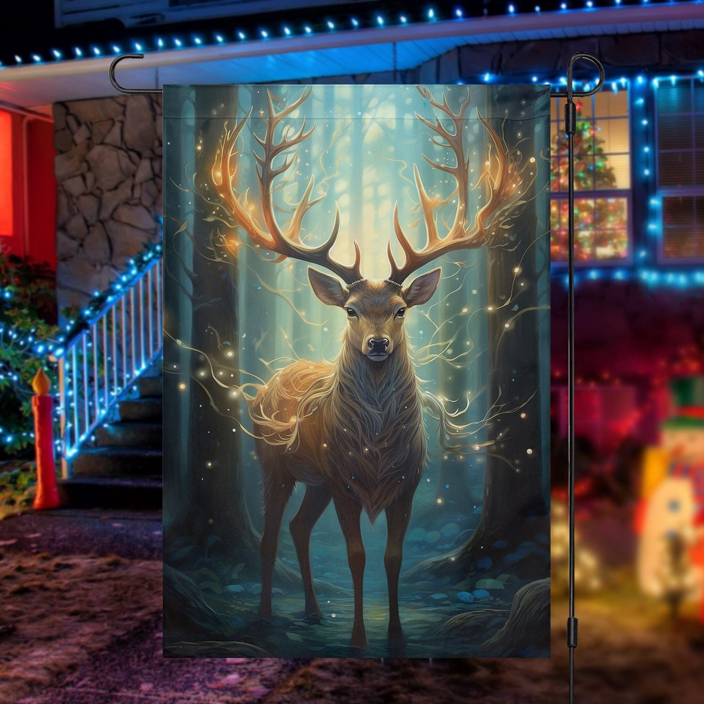 Reindeer Brighten In The Forest, Reindeer Xmas Garden Flag & House Flag Gift