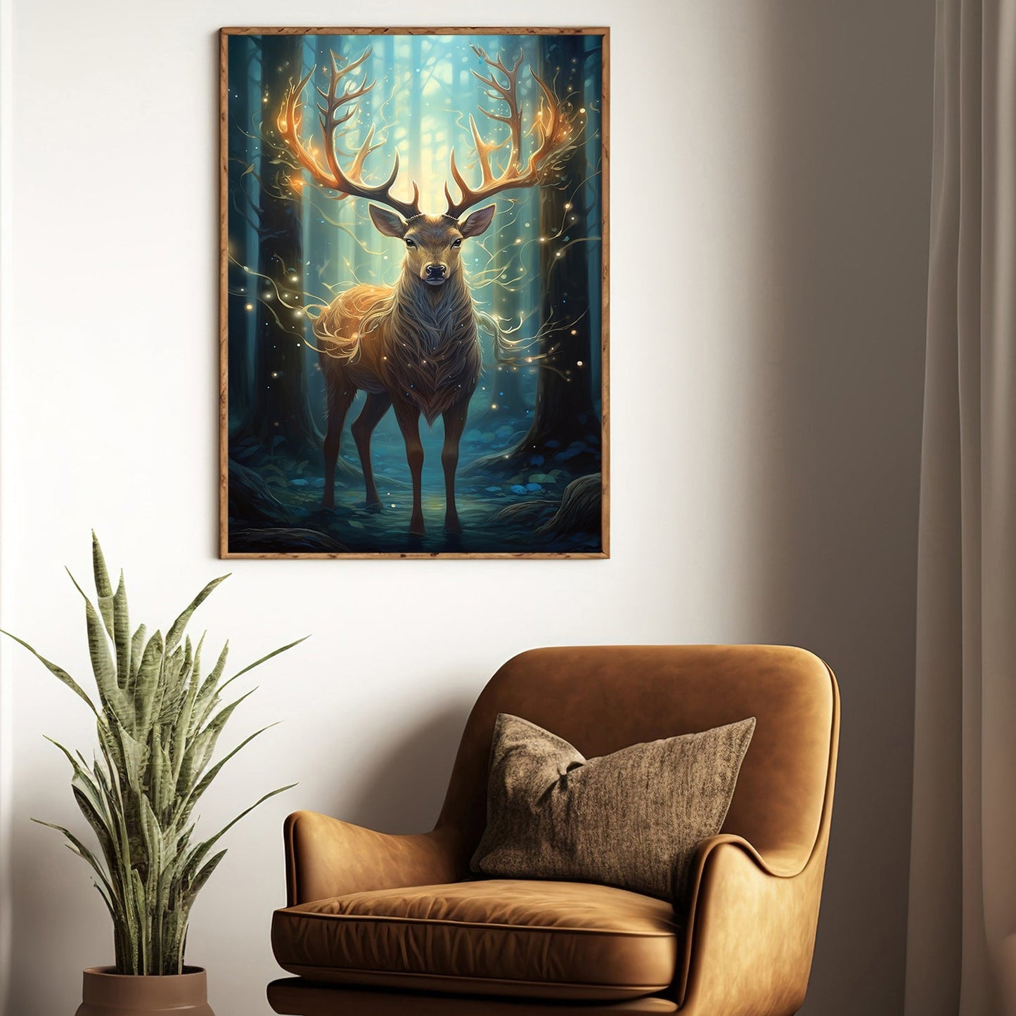 Cool Reindeer Alone In The Winter Forest Christmas Canvas Painting, Xmas Wall Art Decor - Christmas Poster Gift