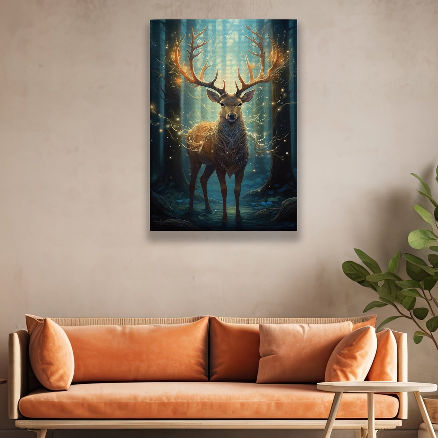 Cool Reindeer Alone In The Winter Forest Christmas Canvas Painting, Xmas Wall Art Decor - Christmas Poster Gift