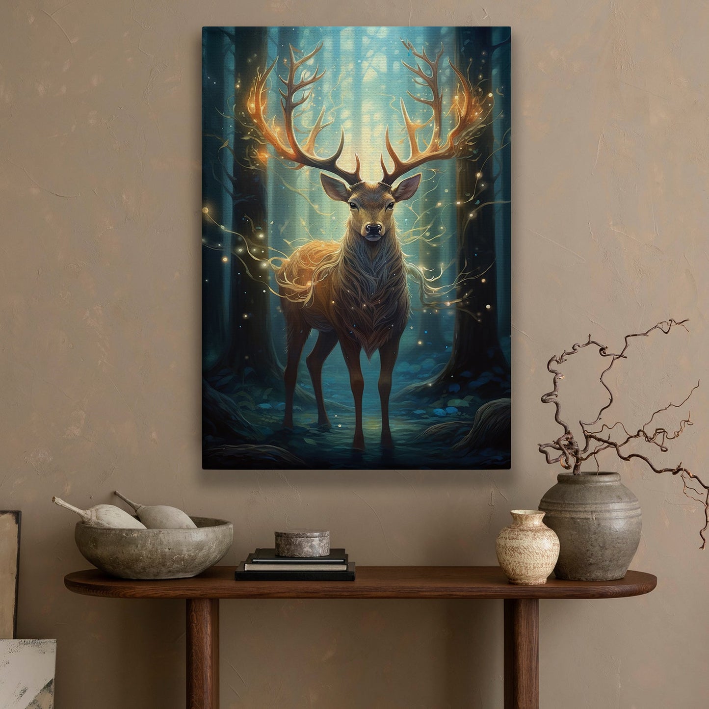 Cool Reindeer Alone In The Winter Forest Christmas Canvas Painting, Xmas Wall Art Decor - Christmas Poster Gift