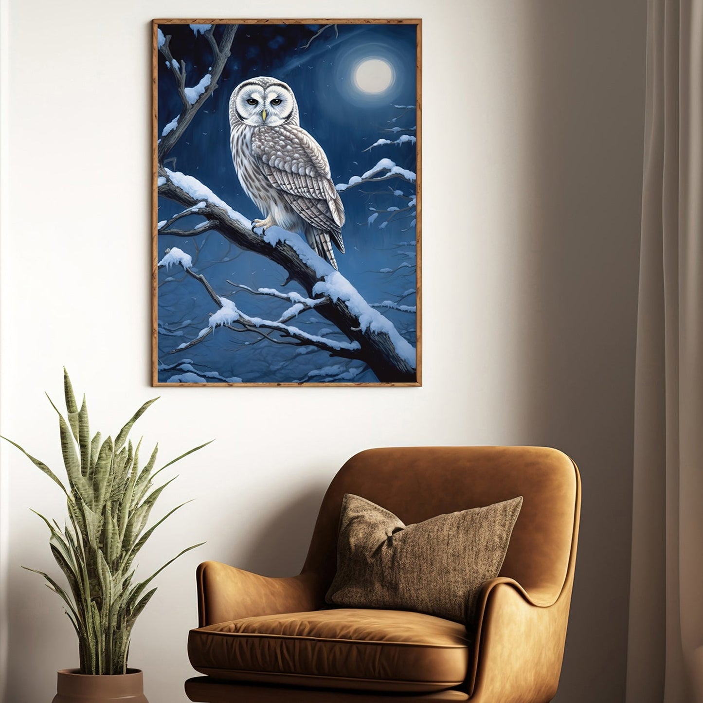 Night's Guardian The Majestic Owl Christmas Canvas Painting, Xmas Wall Art Decor - Christmas Poster Gift