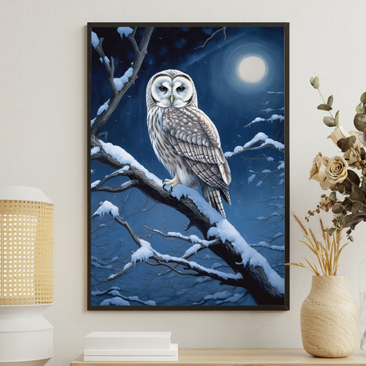 Night's Guardian The Majestic Owl Christmas Canvas Painting, Xmas Wall Art Decor - Christmas Poster Gift