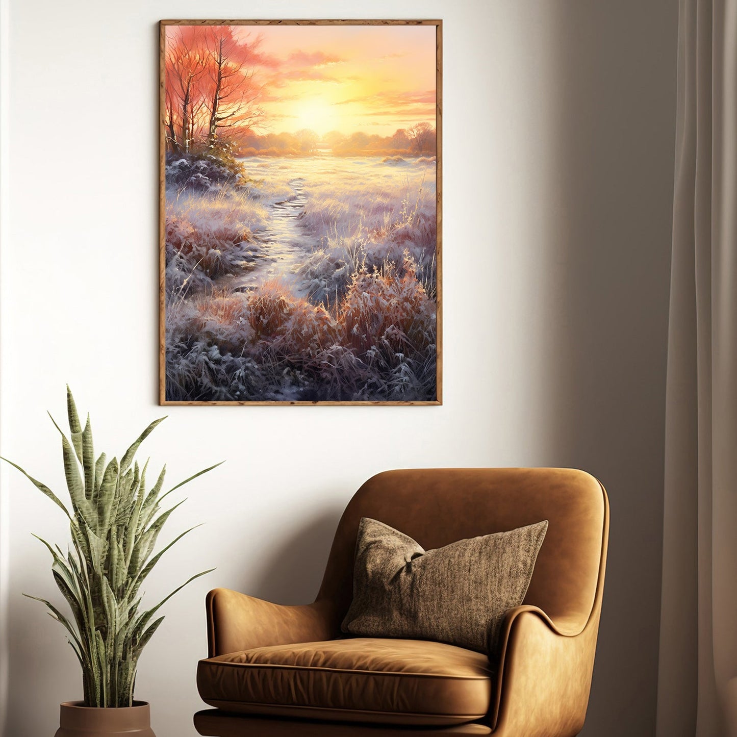 Frosty Mornings The Dawn's Embrace Christmas Canvas Painting, Xmas Wall Art Decor - Christmas Poster Gift