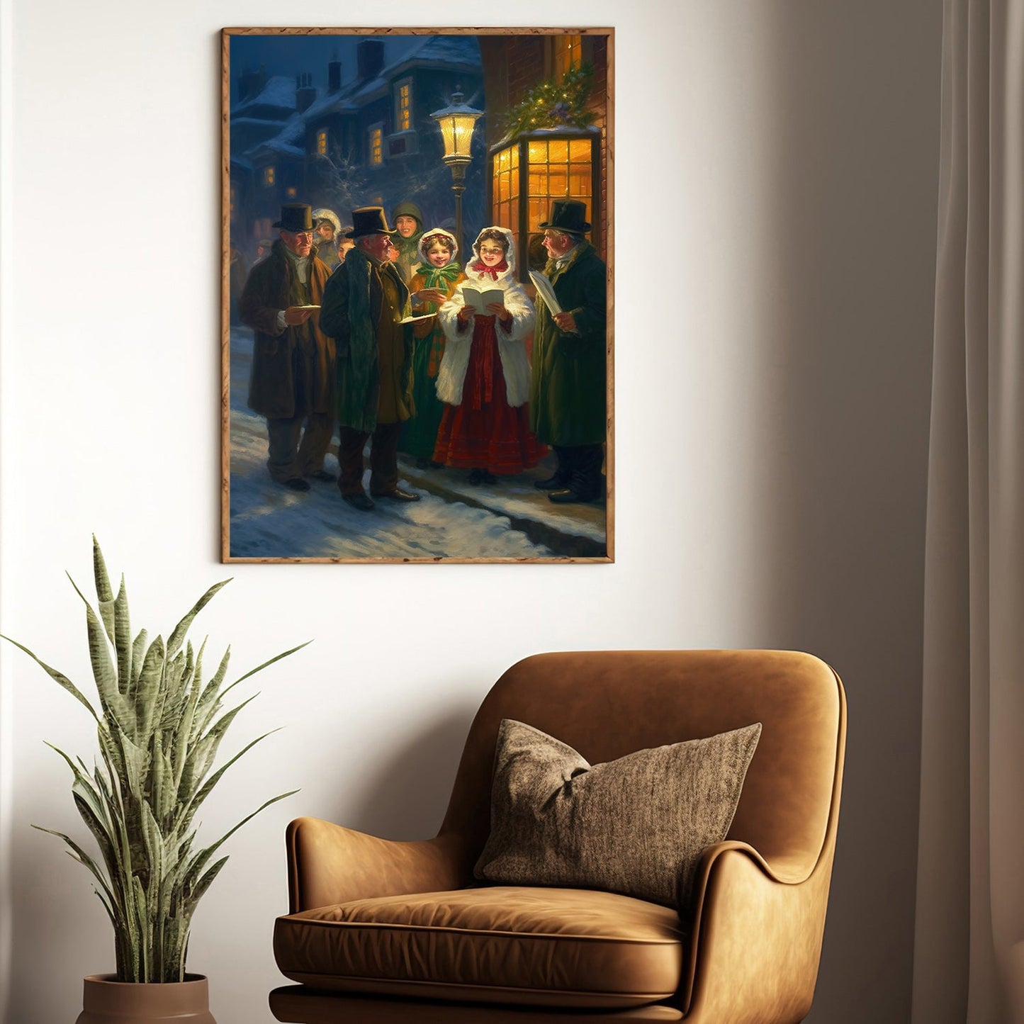 Carolers' Serenade A Winter Evening, Victorian Christmas Canvas Painting, Xmas Wall Art Decor - Christmas Poster Gift