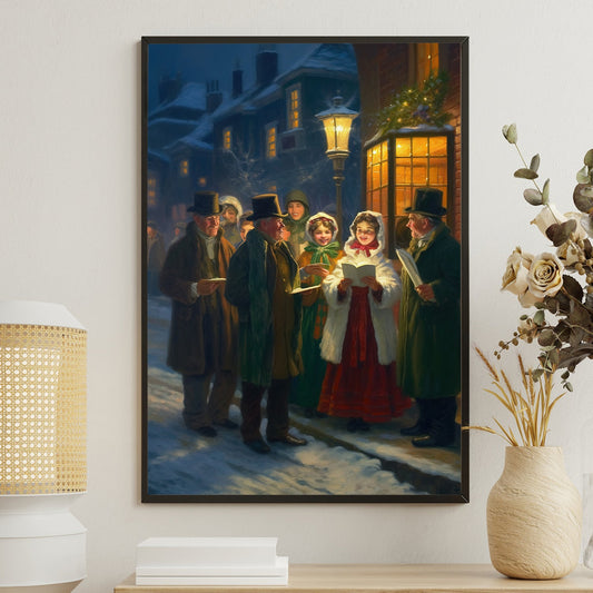 Carolers' Serenade A Winter Evening, Victorian Christmas Canvas Painting, Xmas Wall Art Decor - Christmas Poster Gift